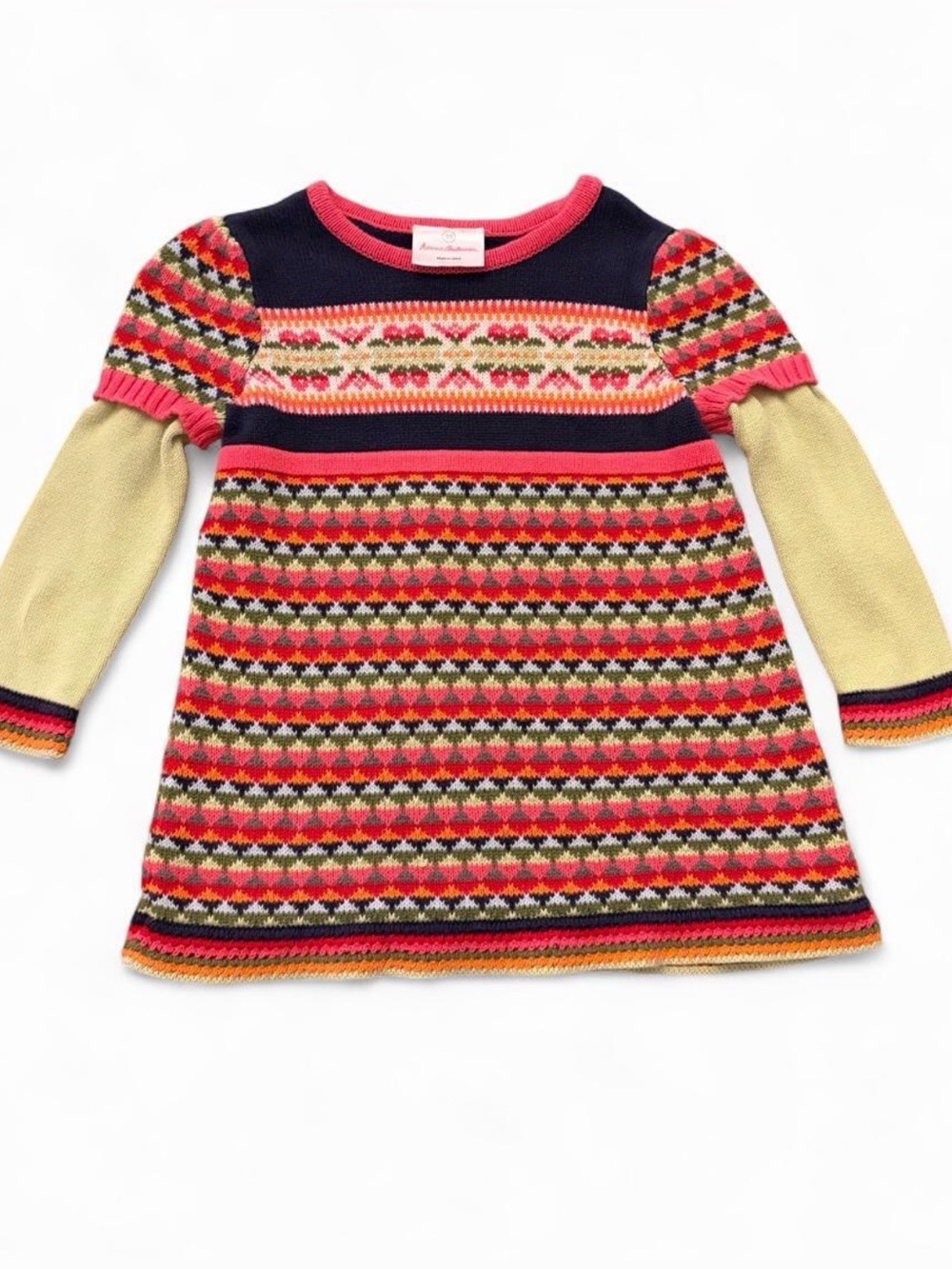 Hanna Andersson 3T sweater dress long sleeve geometric design fair isle